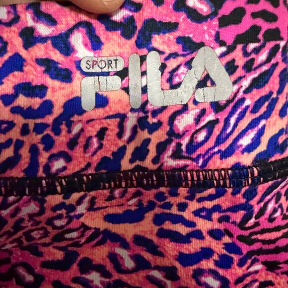 Fila pink animal print biker shorts fitted stretchy sz S - Picture 5 of 9